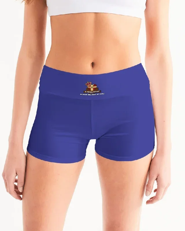 AKH Blue Women's Mid-Rise Yoga Shorts