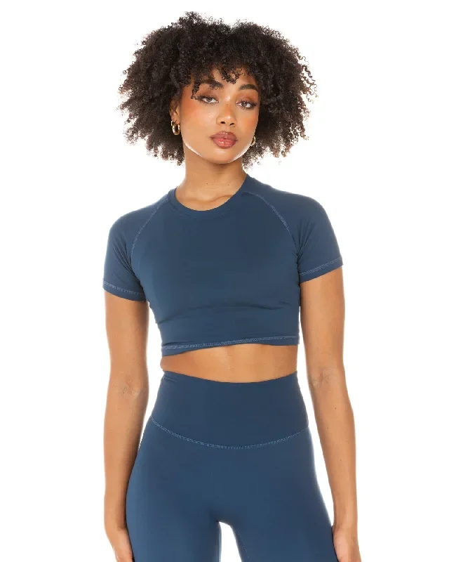 Aura Crop Tee - Navy