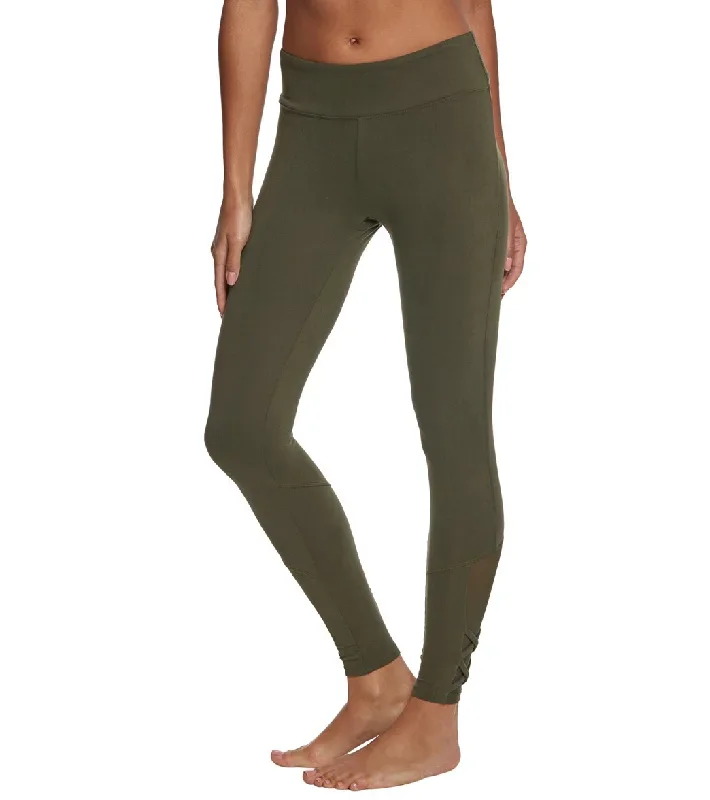 Balance Collection Alison High Waisted Strappy Mesh Yoga Leggings Forest Night