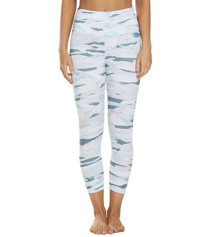 Balance Collection Printed High Waisted Yoga Capris Smoke Blue Hoizon Collage