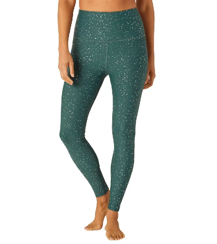 Beyond Yoga Alloy Sparkle High Waisted 7/8 Leggings Hunter Green Antique Gold Sparkle