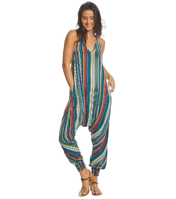 Buddha Pants Stripes Harem Jumpsuit Green