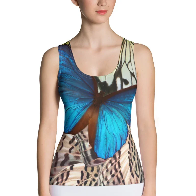 Butterfly Tank Top - Butterfly Shirt - Butterfly Top - Blue Butterfly