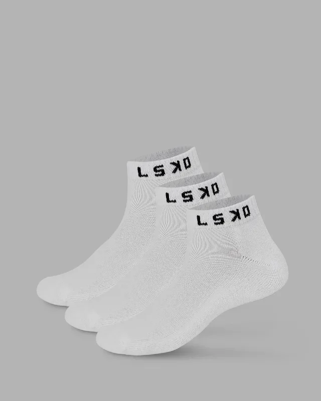 Daily 3 Pack Ankle Socks - White