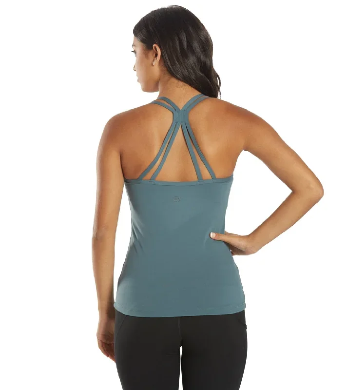 Everyday Yoga Bliss Solid Double Strap Support Tank Eucalyptus Grey