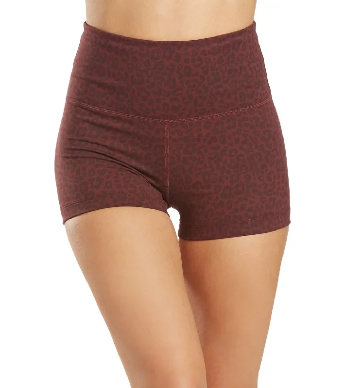 Everyday Yoga Uphold Cheetah High Waisted Hot Yoga shorts 1 Burgundy Cheetah