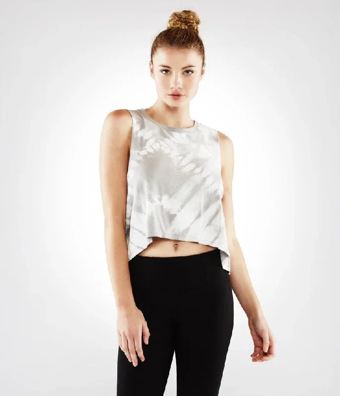 Final Sale! Manduka Adorn Open Back Crop - Feather Grey Print