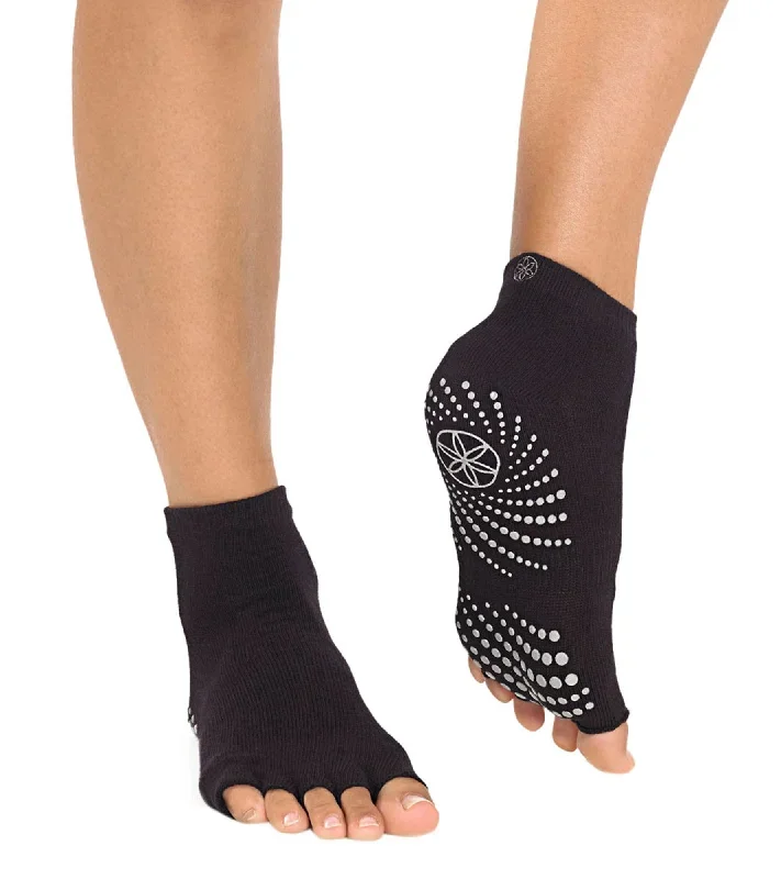 Gaiam Toeless Grippy Yoga Socks S/M Black