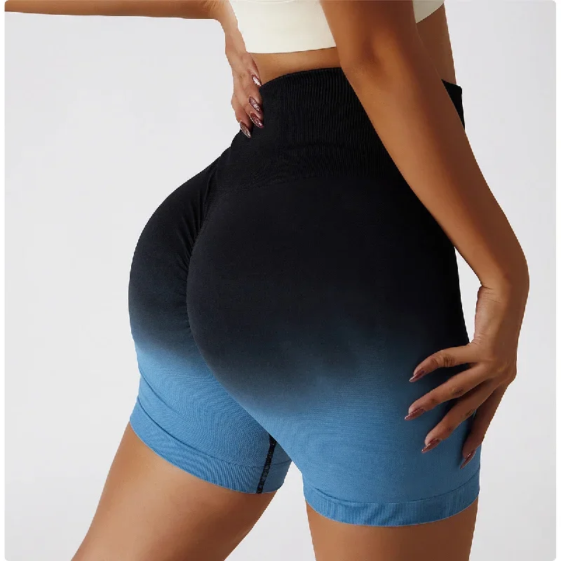 Gradient seamless yoga shorts High waist Stretch butt lift fitness pants 9 colors