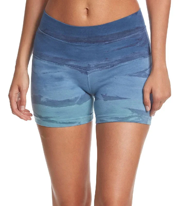 Hard Tail High Rise Yoga Booty Shorts Blue/Green Rainbow Horizon