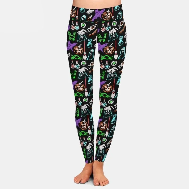 Ladies Assorted 3D Halloween Printed Leggings