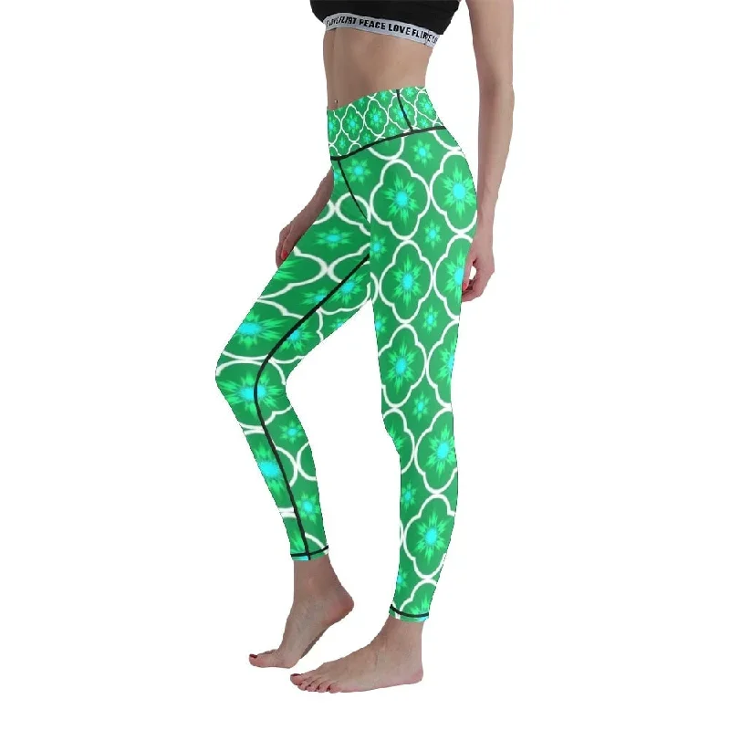 ladies-emerald-green-starburst-patterned-leggings