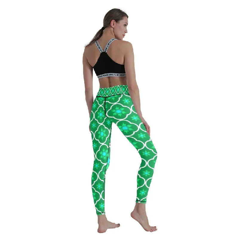 ladies-emerald-green-starburst-patterned-leggings