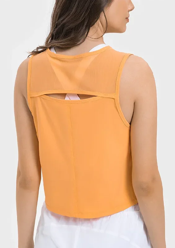 Loose Back Hollow Yarn Stitching Tank Top