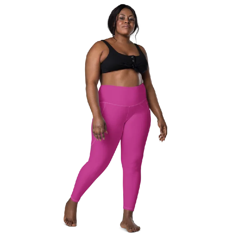 Solid Medium Rose Leggings With Pockets