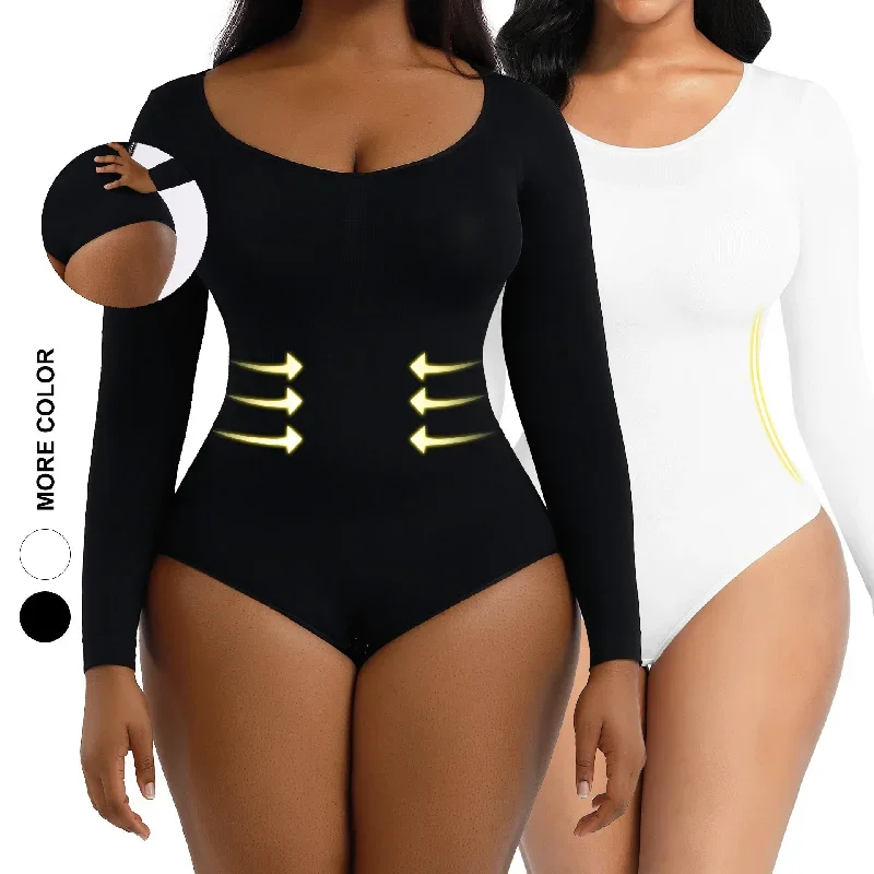 One-piece Underwear Belly-lifting Buttocks Shaping Jumpsuit Women's Tight-fitting Long-sleeved Corset Slimming Body-shaping Corset  3 Colors