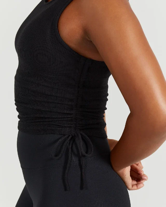 ruched-tank-black