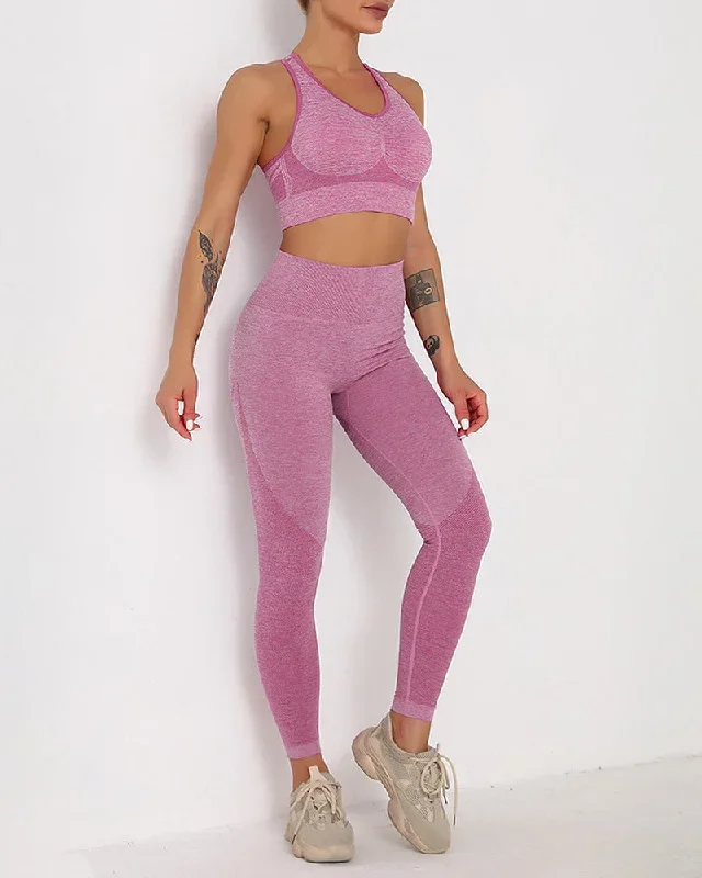 Seamless Knitted Sexy Sports Vest Hip-lifting Trousers Yoga Pants Wear Fitness Suit Two-piece Yoga Set S-L