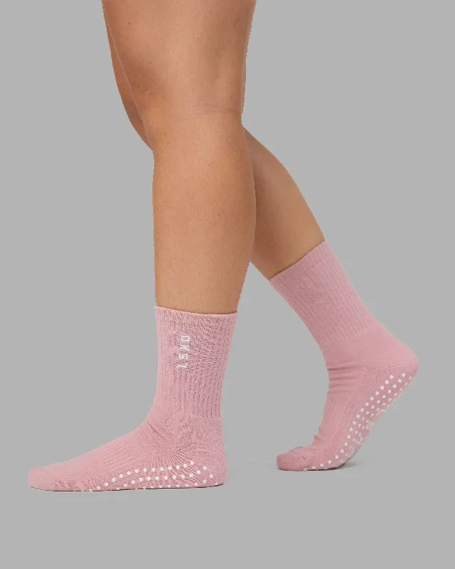 Signal Crew Grip Socks - Muted Pink-White