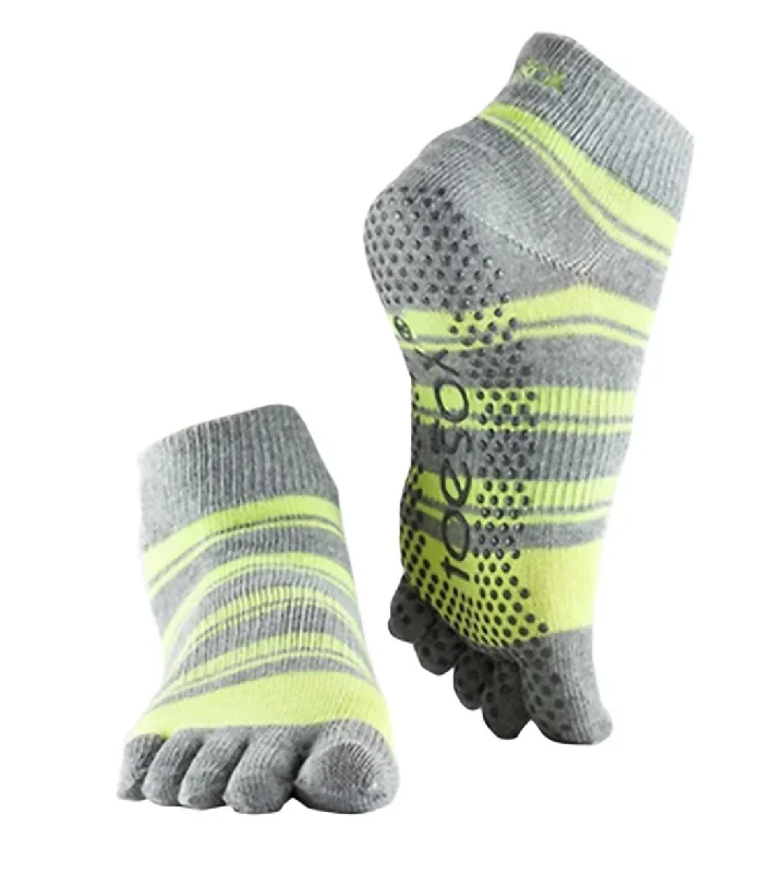 Toesox Ankle Length Full-Toe Yoga Grip Socks Lemon Tree