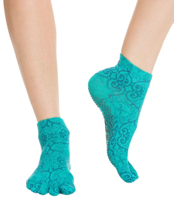 Toesox Ankle Length Full-Toe Yoga Grip Socks Mosaic