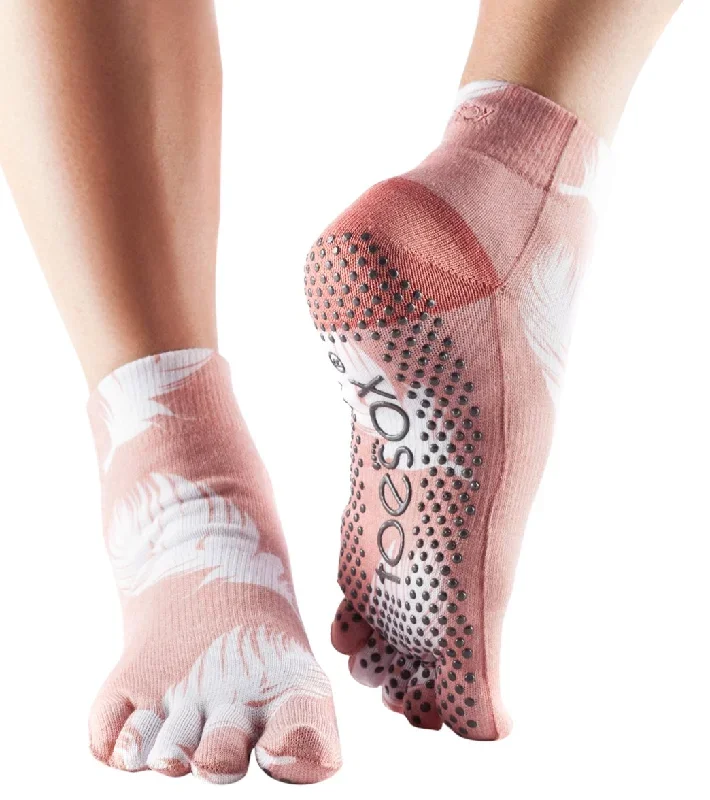 Toesox Ankle Length Full-Toe Yoga Grip Socks Trance