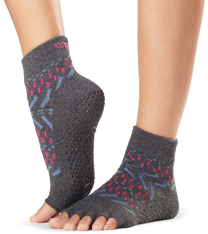 Toesox Ankle Length Half-Toe Yoga Grip Socks Festival