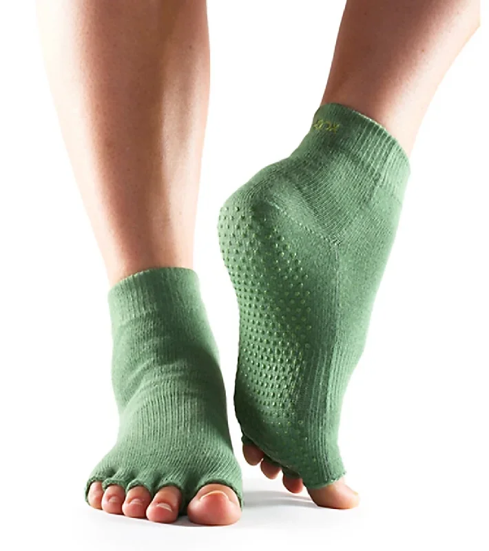 Toesox Ankle Length Half-Toe Yoga Grip Socks Grass Green