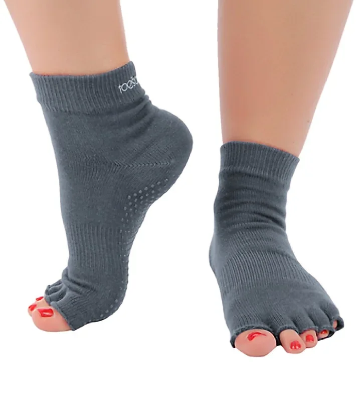 Toesox Ankle Length Half-Toe Yoga Grip Socks Grey