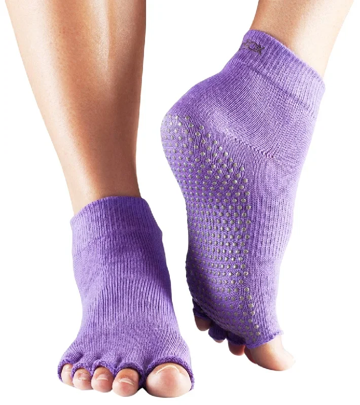 Toesox Ankle Length Half-Toe Yoga Grip Socks Light Purple