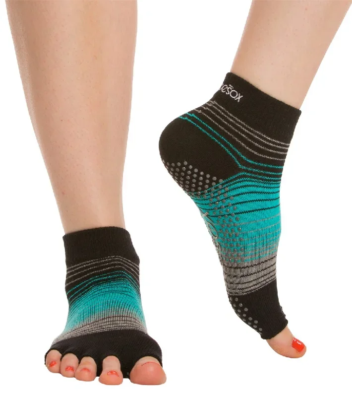 Toesox Ankle Length Half-Toe Yoga Grip Socks Moonlight Jade