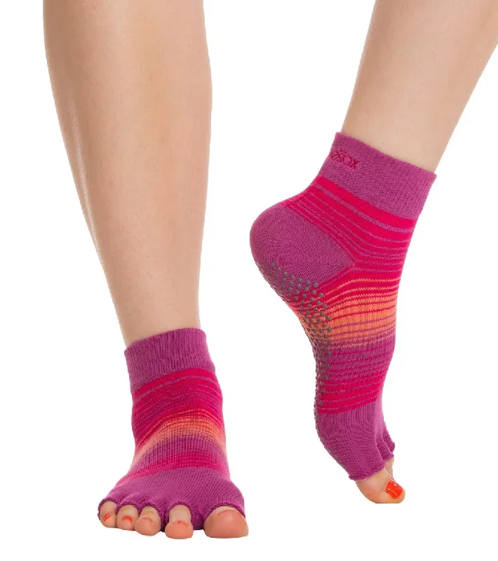 Toesox Ankle Length Half-Toe Yoga Grip Socks Razzle Dazzle