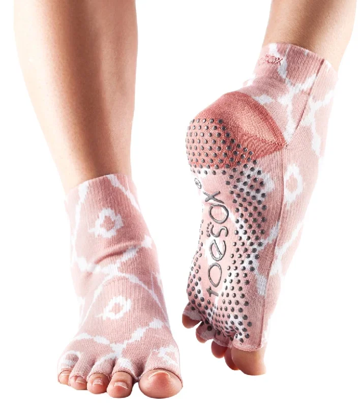 Toesox Ankle Length Half-Toe Yoga Grip Socks Shine