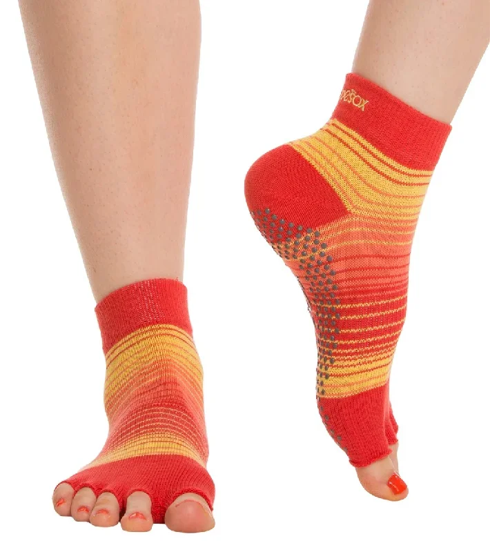 Toesox Ankle Length Half-Toe Yoga Grip Socks Sunrise