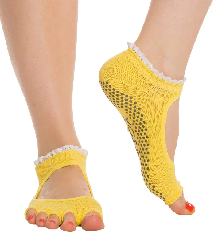 Toesox Bella Half-Toe Yoga Grip Socks Daffodil