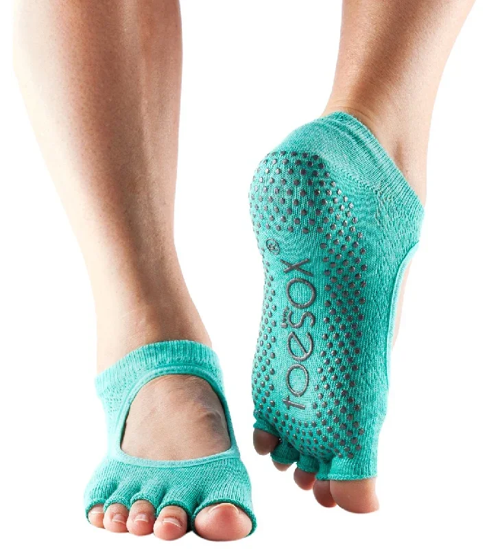 Toesox Bella Half-Toe Yoga Grip Socks Fishnet Lagoon