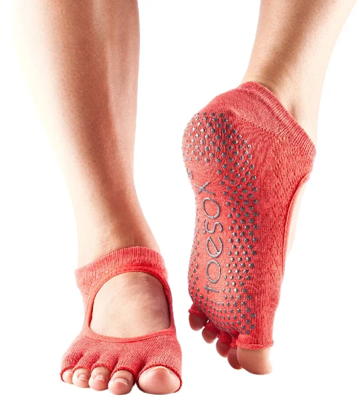 Toesox Bella Half-Toe Yoga Grip Socks Fishnet Poppy