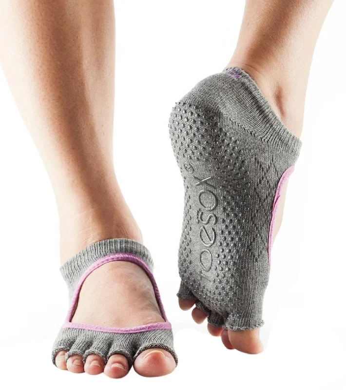 Toesox Bella Half-Toe Yoga Grip Socks Fishnet Storm