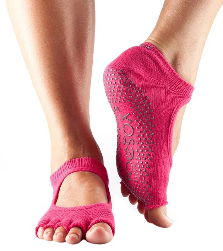 Toesox Bella Half-Toe Yoga Grip Socks Fuchsia