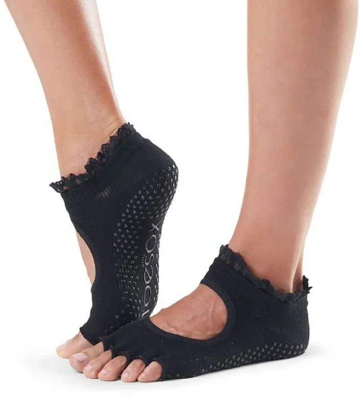 Toesox Bella Half-Toe Yoga Grip Socks Midnight Lace