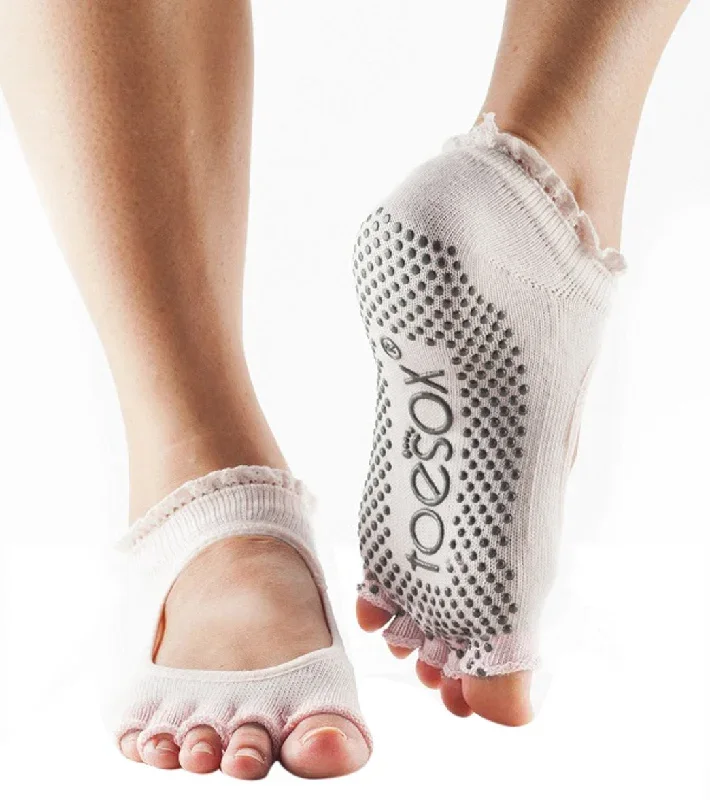 Toesox Bella Half-Toe Yoga Grip Socks Sweet Pea