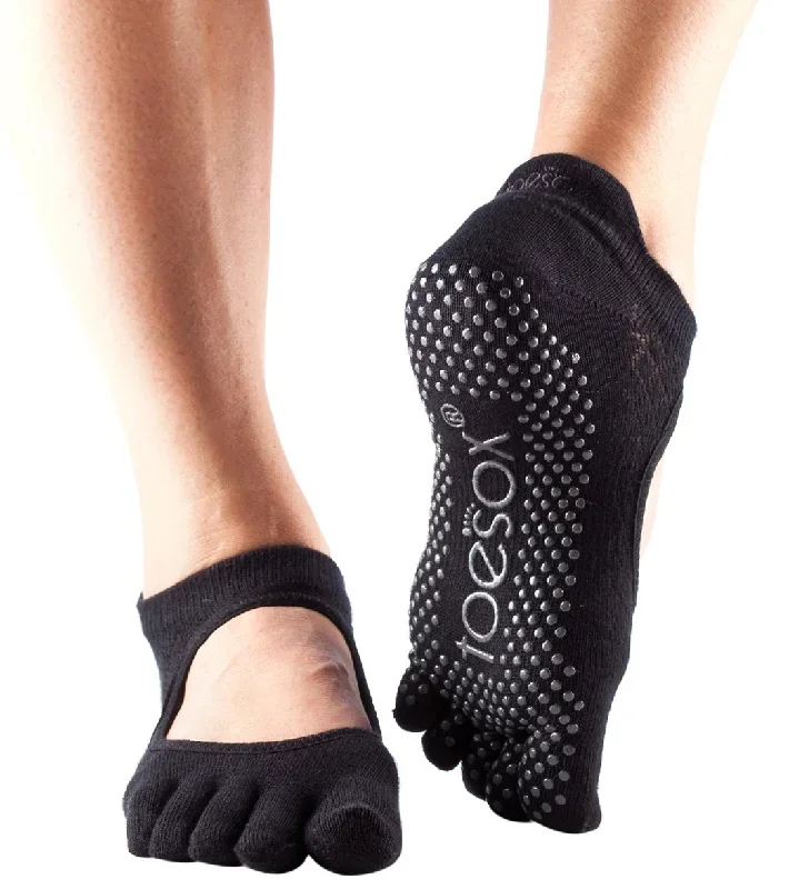 Toesox Bellarina Full-Toe Yoga Grip Socks Fishnet Black