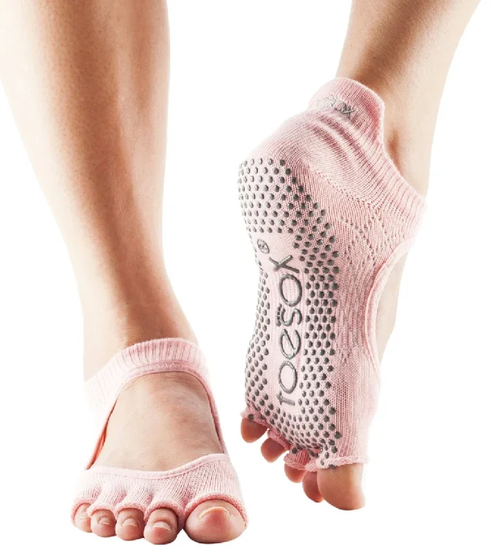 Toesox Bellarina Half-Toe Yoga Grip Socks Fishnet Kiss