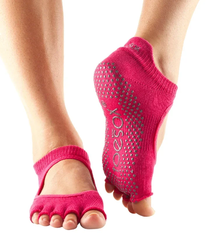 Toesox Bellarina Half-Toe Yoga Grip Socks Fuchsia