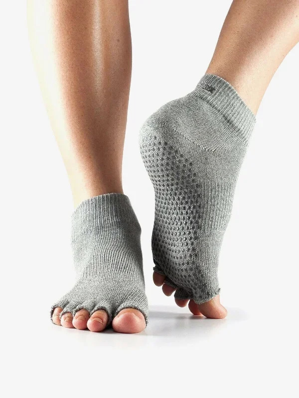 Toesox Grip Half Toe Ankle - Heather Grey