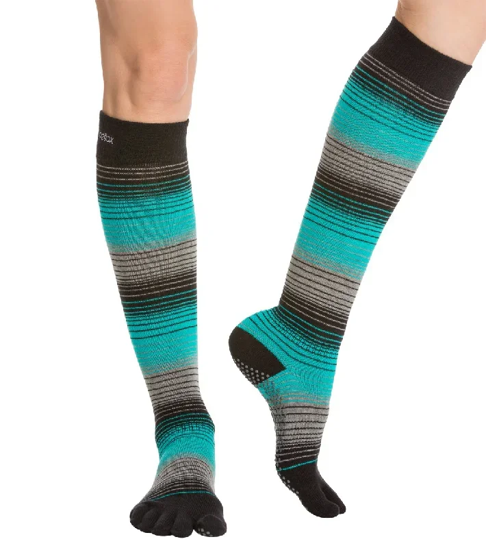 Toesox Knee High Scrunch Full-Toe Yoga Grip Socks Moonlight Jade