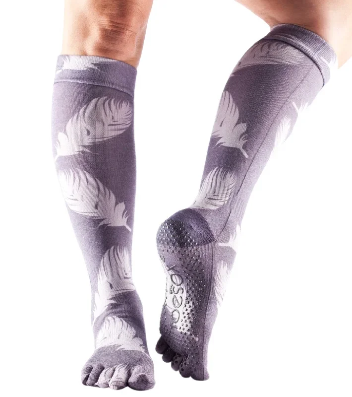 Toesox Knee High Scrunch Full-Toe Yoga Grip Socks Nightshade