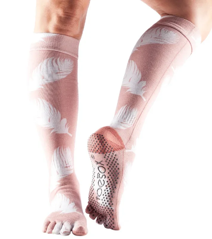 Toesox Knee High Scrunch Full-Toe Yoga Grip Socks Trance