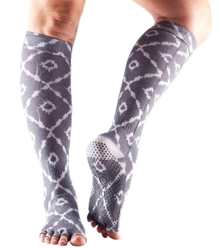 Toesox Knee High Scrunch Half-Toe Yoga Grip Socks Haze