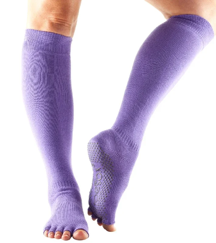 Toesox Knee High Scrunch Half-Toe Yoga Grip Socks Light Purple